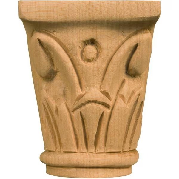 2 3/4 x 2 1/4 x 1 Sm. Swirl Half Round Capital in Black Walnut, Osborne Wood Products, Mfr#: 7103W
